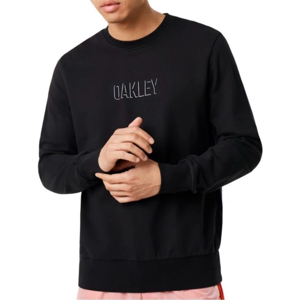 Oakley Sweatshirt Logo Crew Pullover Black Cotton Custom Fit Men’s L #919